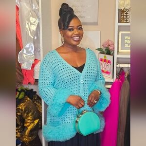 Women's Blue Knit Cardigan